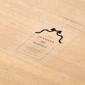 一お洒落つのフランスのアーチに黒い弓結婚 アクリル招待状 (レイダウン)