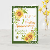 一かわいらし周記念結婚フローラひまわり カード (黄色い花)