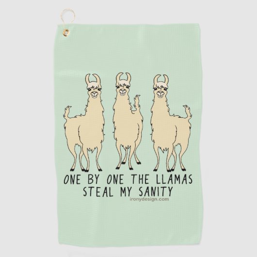 一つずつラマはおもしろいな私の正気を盗みます ゴルフタオル (正面)