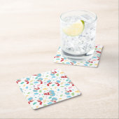 一つのこと二つの甘いものパターン スクエアペーパーコースター (インサイチュ)