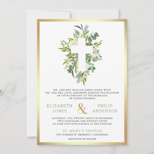 一つのカトリック教徒の中で十字架結婚を築く 招待状 (正面)