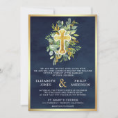 一つのカトリック教徒の緑の海軍の金ゴールド結婚すべて 招待状 (正面)