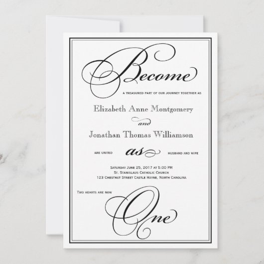 一つのキリスト教の結婚式招待状になる 招待状 (正面)