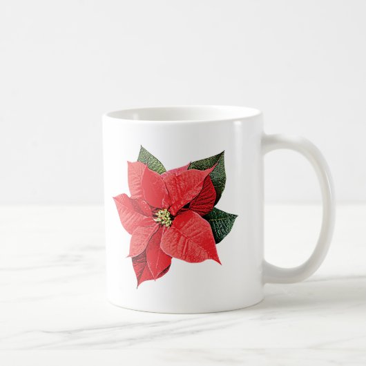 一つのクリスマスポインセチア コーヒーマグカップ (右)
