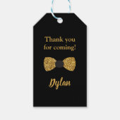 一つのダーフルな黒と金ゴールドの蝶のネクタイ ギフトタグ (正面)