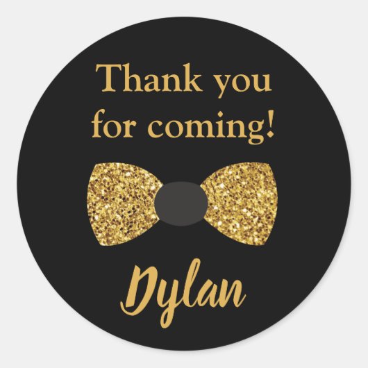 一つのダーフルな黒と金ゴールドの蝶のネクタイ ラウンドシール (正面)