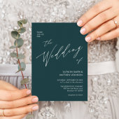 一つのモダンミニマリストの緑のスクリプ結婚ト 招待状