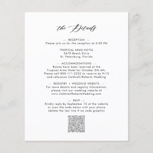 一つのユーカリで全てを予算結婚招待状 (裏面)