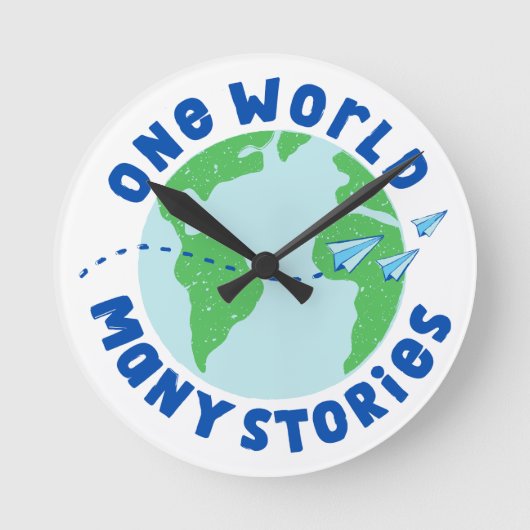 一つの世界の多くの物語 ラウンド壁時計 (正面)