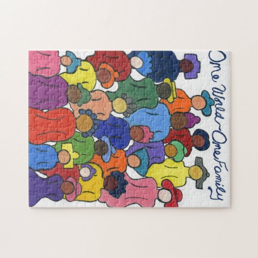 一つの世界、一つの家族の多文化パズル ジグソーパズル (横)