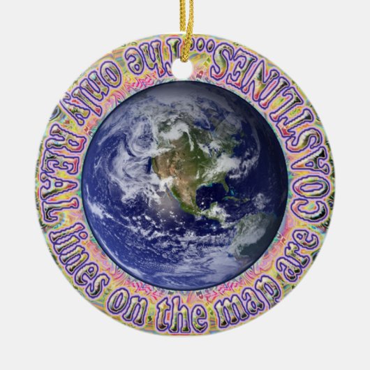 一つの世界。海岸線マップオーナメント セラミックオーナメント (正面)