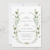 一つの山エレガントの花の結婚中 招待状 (正面)