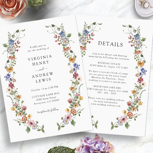 一つの山カラフルの花結婚で 招待状