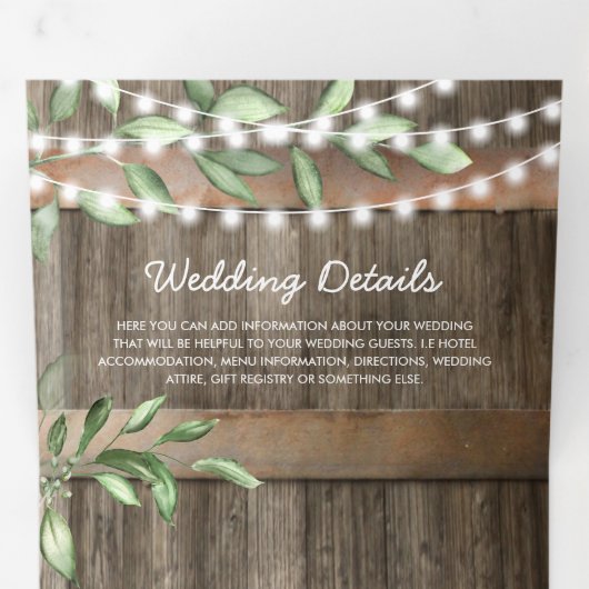 一つの環境ですべて素朴の予算を結婚得る 三つ折り招待状 (内部最初)