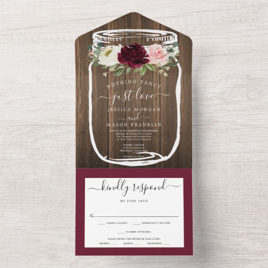 一つの結ファンシー婚式の招待ですべてを愛するものはない オールインワン招待状 (内側)