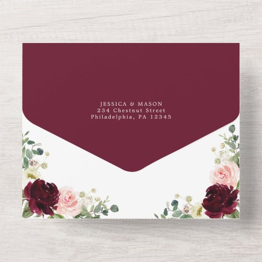 一つの結ファンシー婚式の招待ですべてを愛するものはない オールインワン招待状 (裏面)