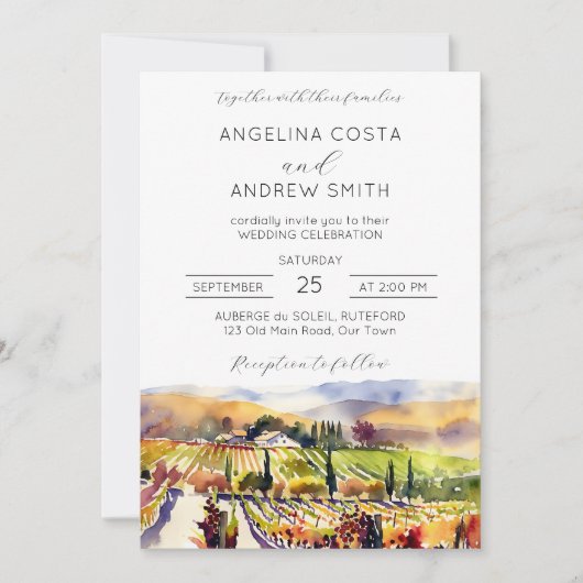 一つの結婚テンプレートにブドウ園 招待状 (正面)