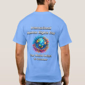 一つの統一された世界。人権の日 Tシャツ (裏面)