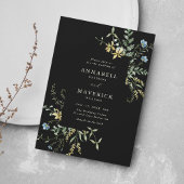 一つの繊細な野の花の黒いボホ結婚の 招待状