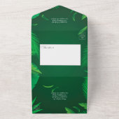 一つの葉試験で結婚の緑の熱帯の植物 オールインワン招待状 (外側)