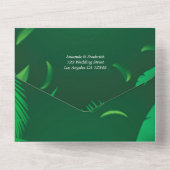 一つの葉試験で結婚の緑の熱帯の植物 オールインワン招待状 (裏面)