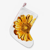 一つの金色のゲルベラの花の白い背景を孤立 スモールクリスマスストッキング (正面 (吊り時))