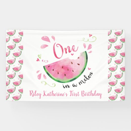 一つはメロンスイカ1st誕生日パーティーバーン 横断幕 (横)