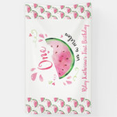 一つはメロンスイカ1st誕生日パーティーバーン 横断幕 (縦)