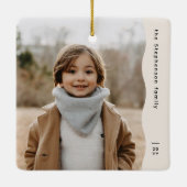 一つシンプルのモダン写真の波状エッジ中立の休日 セラミックオーナメント (裏面)