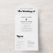 一つスタイリッシュの招結婚待でレトロな黒人 オールインワン招待状 (内側)