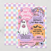 一つ不気味なゴーストハロウィーンおばけ1歳の誕生日 招待状 (正面/裏面)