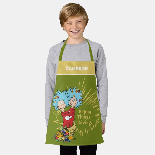 一つ二つ幸せなこと与えだ! エプロン (着用した状態)