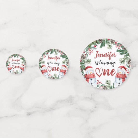 一つ回っている |雪だるまクリスマス1回目の誕生日 コンフェッティ (正面)