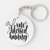 一つ賛美のバニーの復活書道 | キーホルダー (裏面)