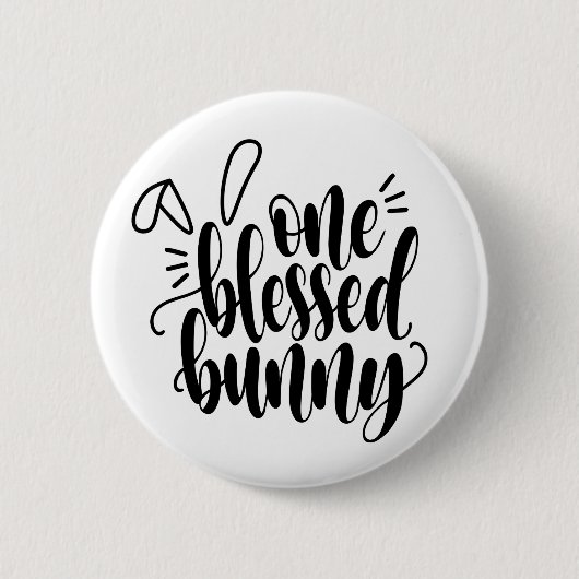一つ賛美のバニーの復活書道 |ピンボタン 缶バッジ (正面)