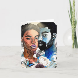一つ：アフリカ系アメリカ人ブラックカップル空白のNotecards サンキューカード