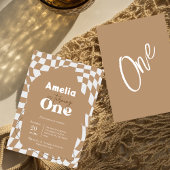 一つ！ |ボー市松模様にホ |ギンガム |誕生日 招待状