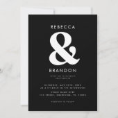 一はっきりしたスタイリッシュ体のアンパサンドQRコー結婚ド 招待状 (正面)