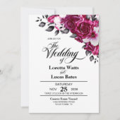 一エレガントつのピンク色のバラのフローラの結婚全て 招待状 (正面)