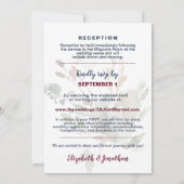 一エレガントつのブルゴーニュ海軍バラ金ゴールド結婚 招待状 (裏面)