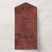 一エレガントつの侵略でシックな茶色の埃っぽい素朴な オールインワン招待状 (内側)