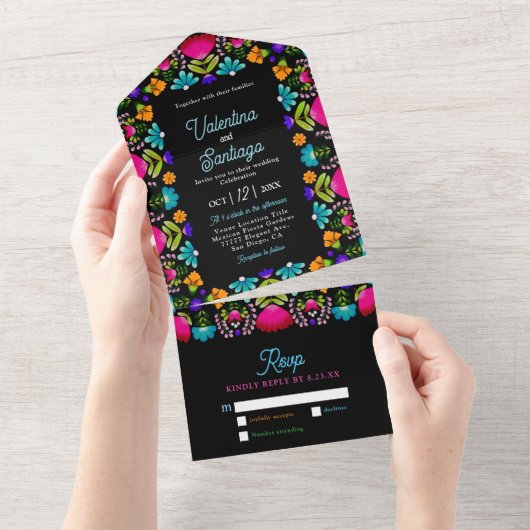 一エレガントつの招待状に結婚フィエスタの全て オールインワン招待状 (貼ってはがせる)