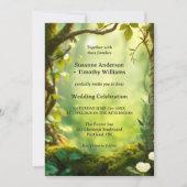 一エレガントつの森の中で全て緑結婚 招待状 (正面)