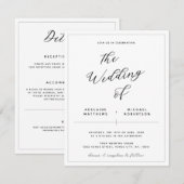 一エレガントつの結婚式招待状で書 (正面/裏面)