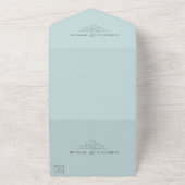 一エレガントつの結婚招待状で淡い青 オールインワン招待状 (外側)