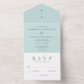 一エレガントつの結婚招待状で淡い青 オールインワン招待状 (内側)