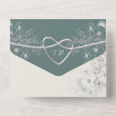 一エレガントつの結婚招待状にセージ・グリーン オールインワン招待状 (裏面)