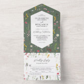 一エレガントつの結婚招待状にワイルドフラワーの オールインワン招待状 (内側)