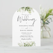 一エレガントつの緑のフローラアーチ結婚 招待状 (スタンド正面)