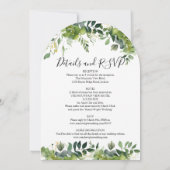 一エレガントつの緑のフローラアーチ結婚 招待状 (裏面)